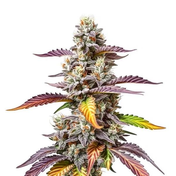 Pink Gorilla Pflanze mit bunten Blättern und stark harzüberzogenen Buds.
