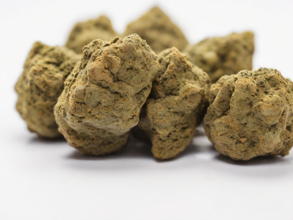 Cannabis-Moonrocks auf weißem Hintergrund.