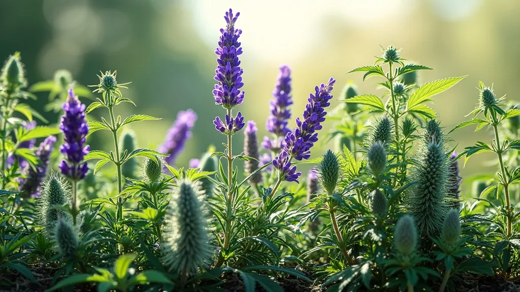 Ein Garten mit Lavendel und Cannabis, die Terpene wie Linalool und Myrcen enthalten