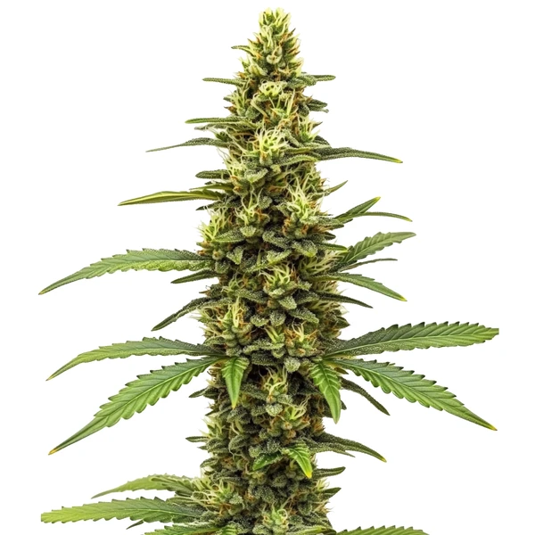 Amnesia Kush Regular Cannabispflanze mit kompakten, harzüberzogenen Buds und kräftigem Wachstum.