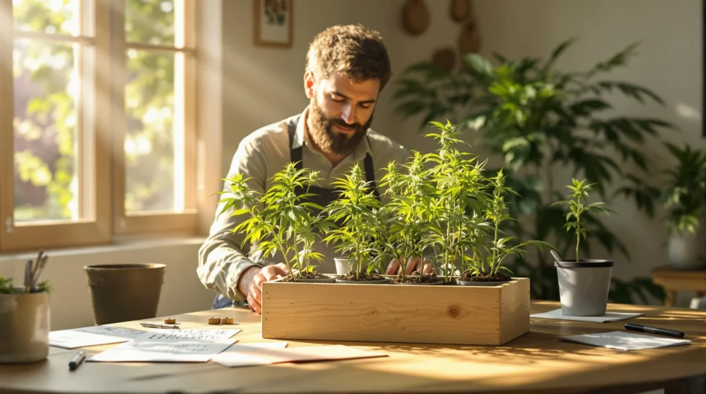 Auto Growbox für Cannabis-Pflanzen mit natürlichem Sonnenlicht.