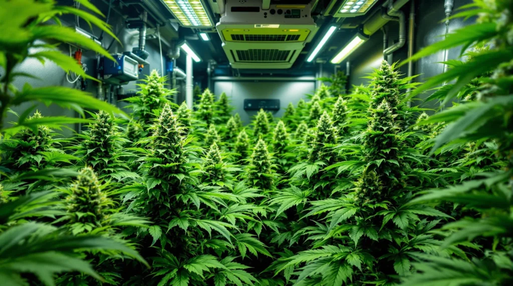 Blue Cheese Auto Pflanzen im Indoor-Grow mit optimierten Wachstumsbedingungen.