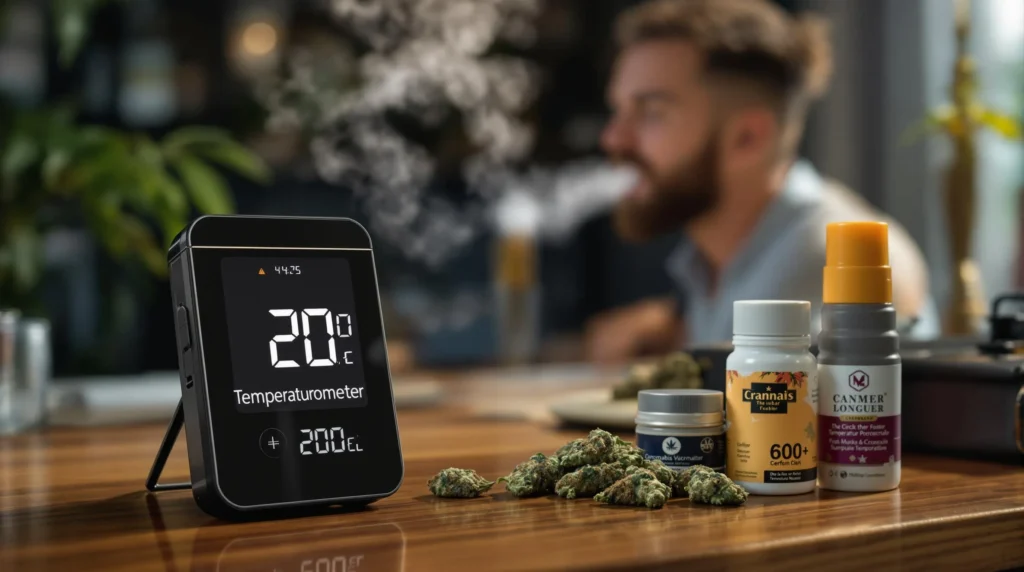 Vape-Thermometer mit Cannabis und Zubehör