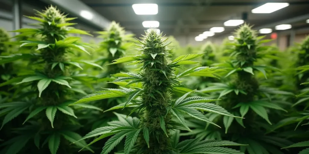 Autoflower Blätter schneiden im richtigen Moment fördert eine gesunde Pflanze. Hier ist eine Pflanze im Indoor-Anbau sichtbar.