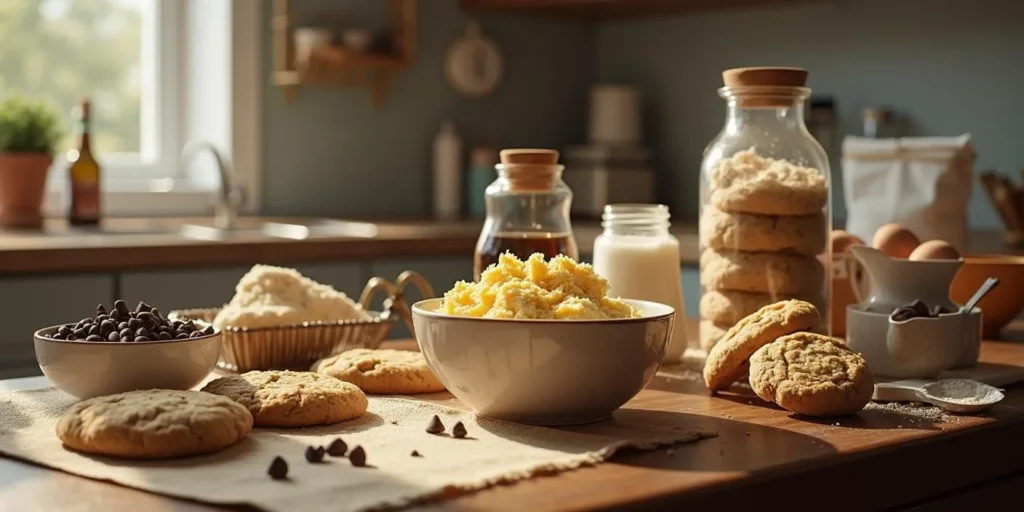 Hasch Cookies in einem Glasbehälter neben Cannabisprodukten