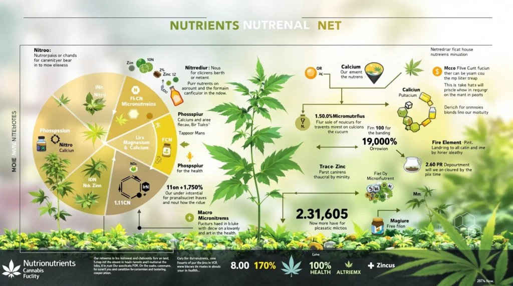 Diagramm von Nährstoffen und Mikronährstoffen für Cannabis.