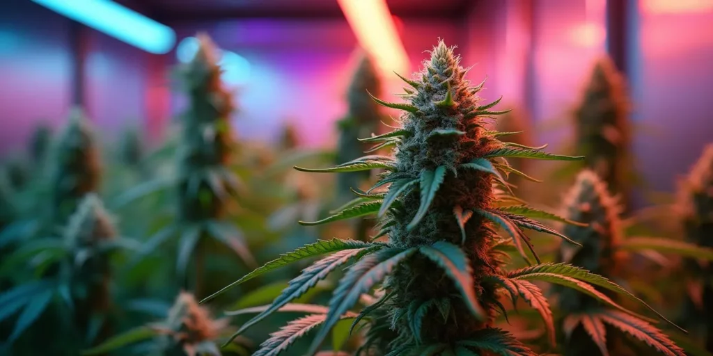 Wedding Crasher Cannabis wächst unter LED-Beleuchtung in einem modernen Grow Room.