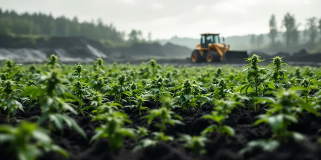 Cannabis-Anbau auf nährstoffreichem Substrat im Freiland.