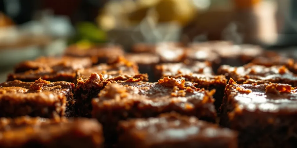 Frisch gebackene, saftige Weed Brownies mit knuspriger Kruste.