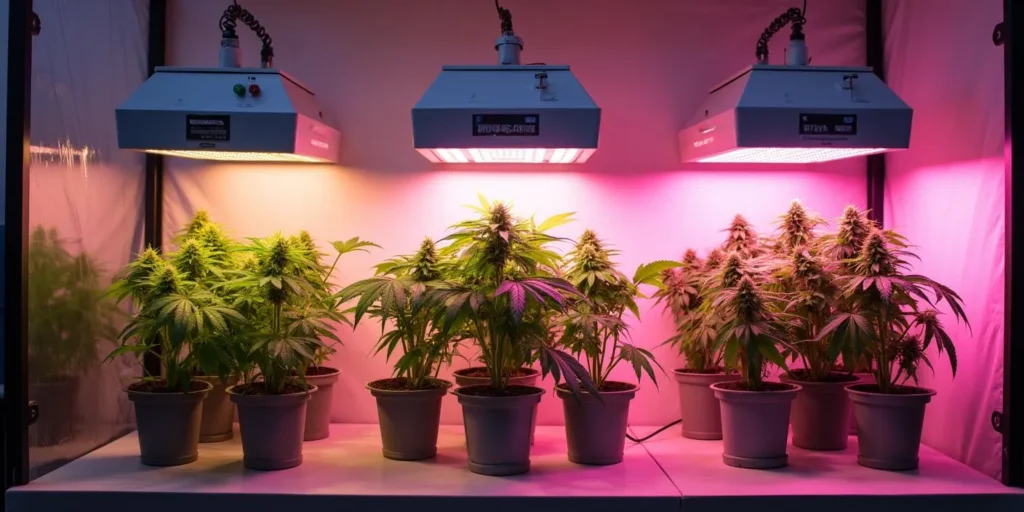 LED Growlampen sorgen für optimale Lichtverhältnisse und maximales Wachstum Ihrer Cannabispflanzen in einer professionellen Indoor-Growbox.