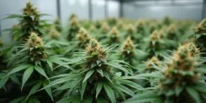Nahaufnahme von Animal Cookies Cannabisblüten im Indoor-Anbau.