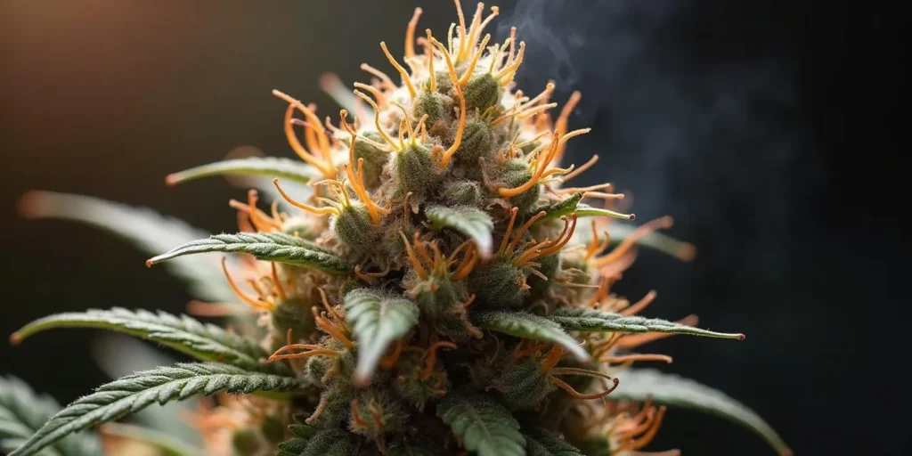Auto CBD Kush Pflanzen im Indoor-Growraum mit Beleuchtung.