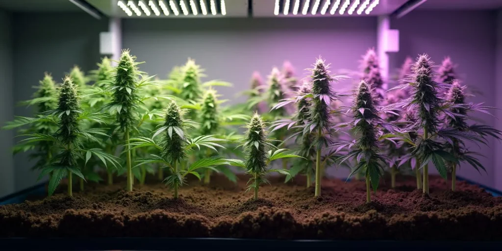 Nahaufnahme einer reifen Auto CBD Purple Blüte.