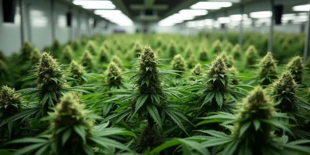 Badazz Cheese Pflanzen unter LED-Licht in einem modernen Growraum.