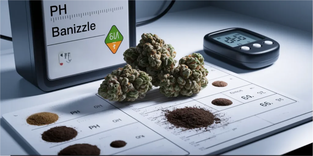 Geerntete Banizzle Buds mit PH-Analyse: Diese Sorte überzeugt mit süßem Bananenduft, starker Harzbildung und optimaler Nährstoffaufnahme.