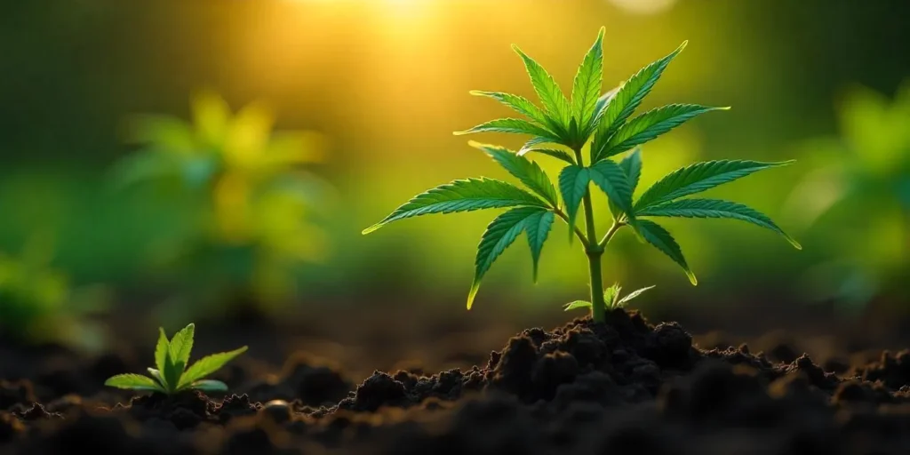 Anzeichen für Wurzelbindung bei Cannabispflanzen im Frühstadium.