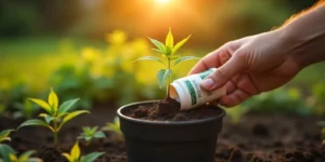 Cannabis-Klonen: Anwendung von Nährstoffen im Anzuchttopf.