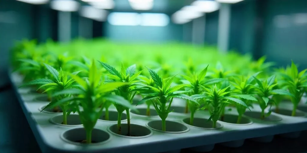 Wie man Cannabis-Stecklinge bewurzelt: aeroponische Bewurzelung mit optimaler Luftfeuchtigkeit.