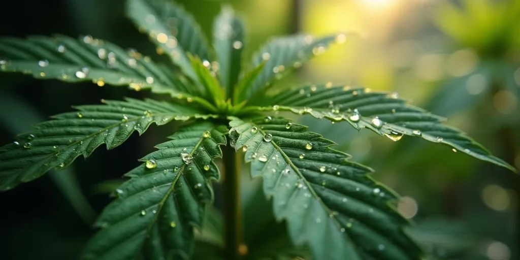 Gesunde Cannabis Pflanze nach mineralischer Düngung.