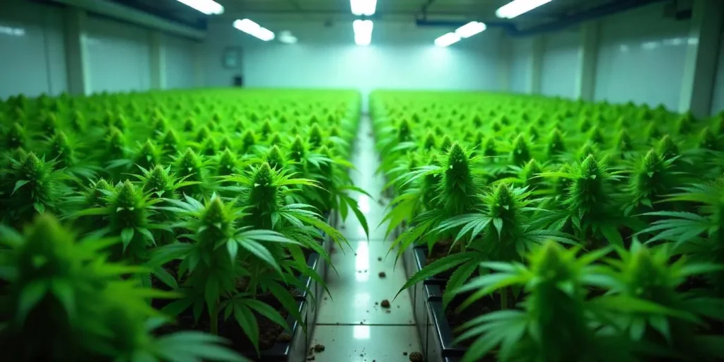 Hydroponischer Indoor-Cannabis-Grow anfällig für Wurzelschädlinge.