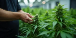 Grower überprüft symmetrisches Wachstum durch Main-Lining-Technik.