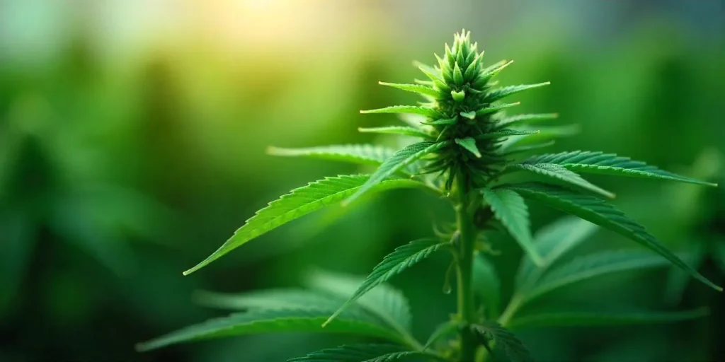 Wachsende Cannabispflanze mit gesunder Struktur: Xylemsaft sorgt für Aufrechterhaltung des Zellinnendrucks.